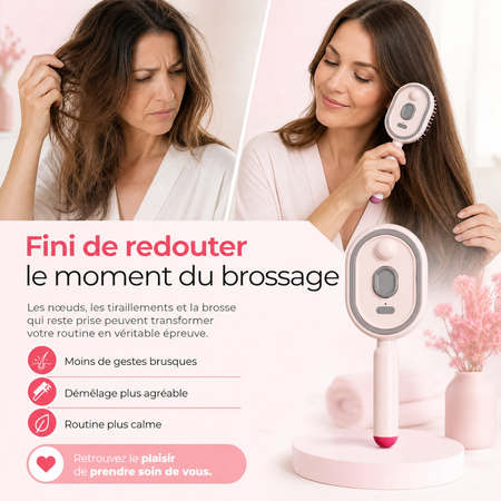 Brosse brumisatrice 3-en-1 — Démêle, hydrate et masse tous les types de cheveux