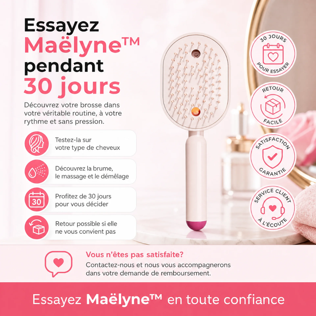 Brosse brumisatrice 3-en-1 — Démêle, hydrate et masse tous les types de cheveux